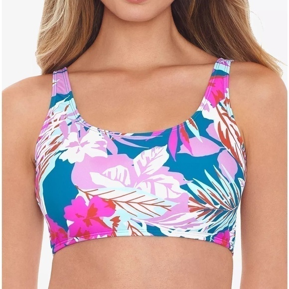 SALT + COVE Juniors' Bop to the Trop Printed Bikini Top, multi swimsuit size XS - Picture 1 of 7